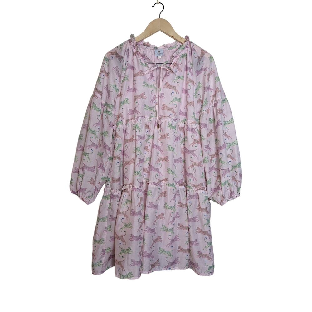 J.Marie Whimsical Twee Style Colorful Leopards Printed Ruffled Tiered Dress